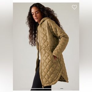 Brand new size small featherless puffer parka in rustic beige